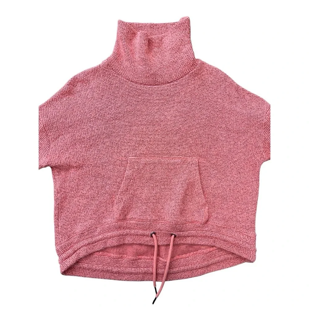 Sweaty Betty Sweater Pink Funnel Boucle Chunky Knit Preppy Athleisure Sz M